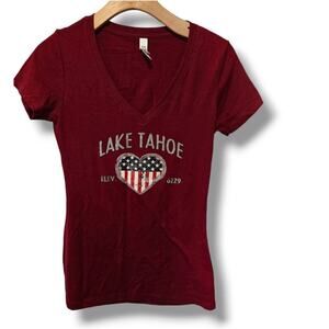Lake Tahoe women's graphic design VNeck tshirt small